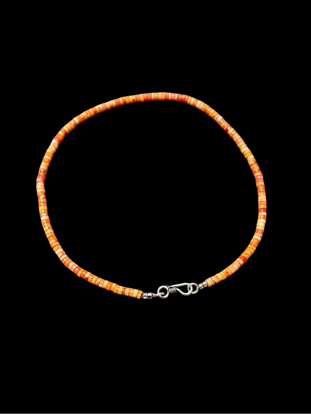Orange Heishi Bead Necklace.